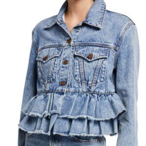 Alice and Olivia Ruffled Denim Jacket- size Small- excellent condition